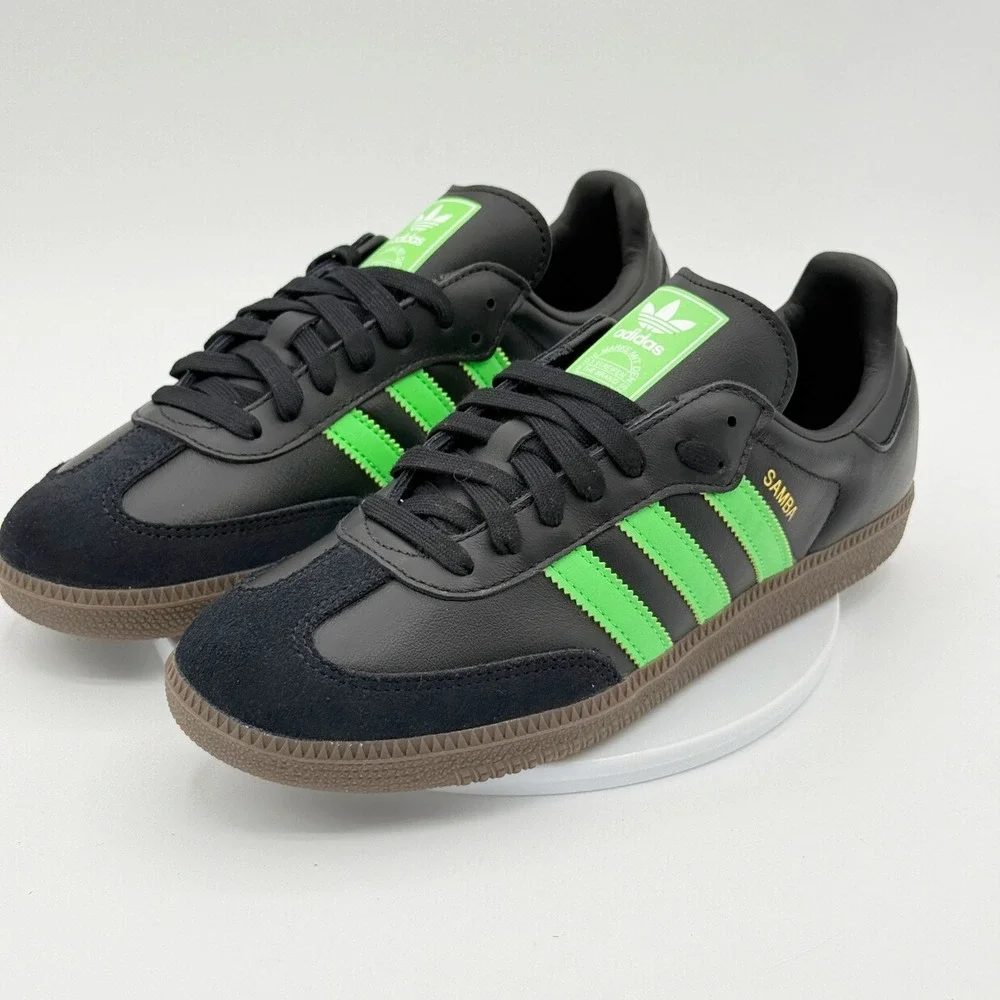 Adidas Samba OG Sneakers Size 8.5 Mens Black Neon Green Gum JR0911 NEW